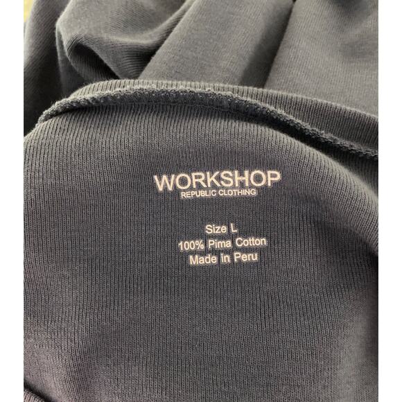 NWT WORKSHOP Republic Clothing sz L Pima cotton denim blue slim fit l/s t shirt - Picture 4 of 8